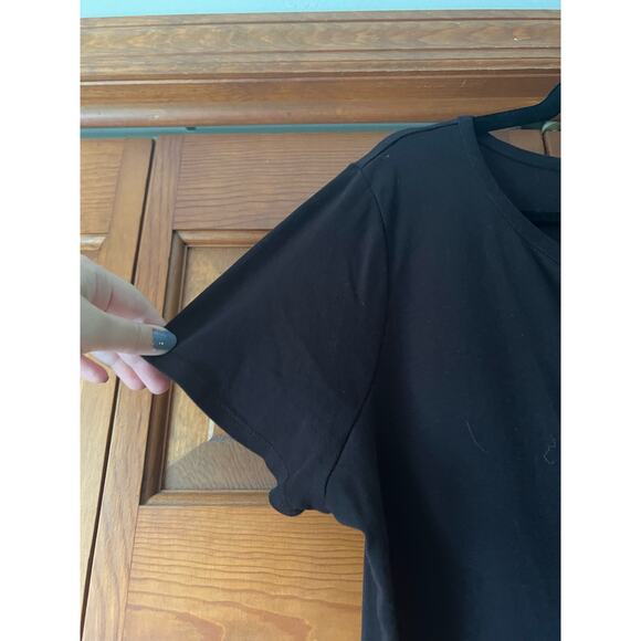 Chico's Women's Split Neck Classic Fit T-Shirt Short Sleeve Black Size 3 (XL/16) - Picture 4 of 9